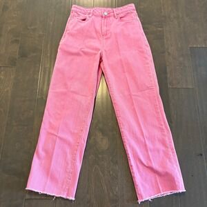 BLANK NYC Jeans The Baxter Pink Denim Ribcage Straight Leg‎ Raw Hem Size 26